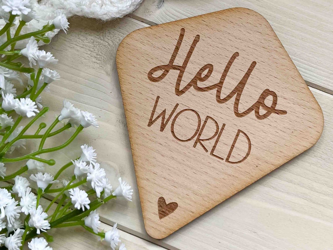 Baby Birth Arrival Sign, Hello World Sign, Social Media Photo Prop Disc ...