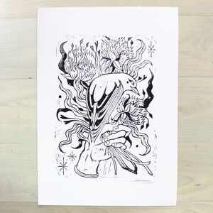 Bouquet d&#39;oiseau (Linolschnitt)