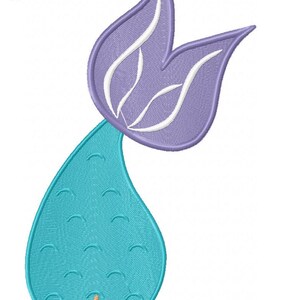 Diseño de bordado de cola de sirena, aplique con puntada de relleno, conjunto para bebé niña con temática oceánica (descarga digital) imagen 15