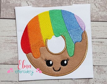 Rainbow Donuts Machine Embroidery Design: Applique (4x4 5x5 6x6 7x7)