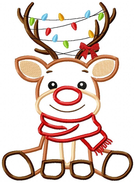 Rudolph Reindeer Christmas Lights Applique Embroidery Design - Etsy Rudolph Reindeer Christmas Lights Applique Embroidery Design - Etsy