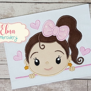 Cute Girl Ponytail -  Applique Embroidery Design - 4x4 5x7 6x10 7x12