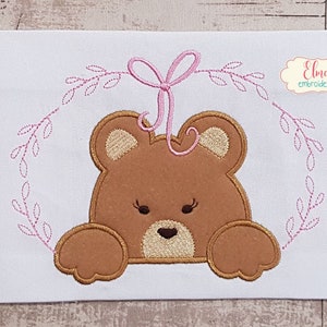 Teddy Bear Girl Applique - Machine Embroidery Design (4x4 5x4 5x7 5x8 6x10 7x12)