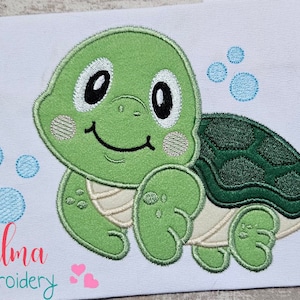 Sea Turtle Boy Applique - Machine Embroidery Design