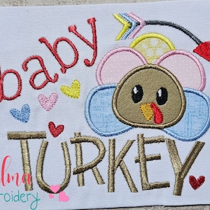 Thanksgiving Baby Turkey Applique: Machine Embroidery Design (Digital Download)