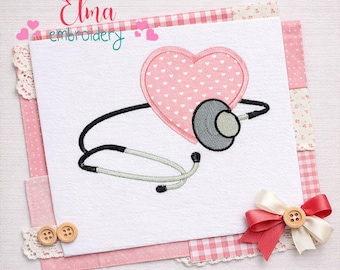 Heart Stethoscope Appliqué Embroidery Design: Medical Nurse Doctor Appreciation Gift (Digital Download)