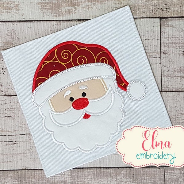 Christmas Santa Claus Face - Applique embroidery design - 4x4 5x5 6x6 7x7 - Christmas Embroidery - Machine Embroidery Design - 10