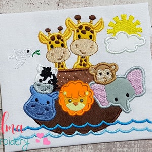 Noah&#39;s Ark - Machine Embroidery Design - Applique Embroidery - Animal Embroidery - 5x5 6x6 7x7 - Ark of Noah Embroidery