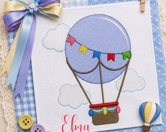 Hot Air Balloon Embroidery Design for Nursery Decor and Baby Projects (Digital Download)
