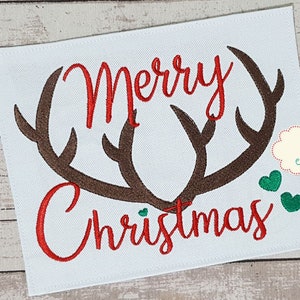 Antlers Merry Christmas - Fill Stitch embroidery design - 4x4 5x7 6x10 - Christmas Embroidery - Machine Embroidery Design