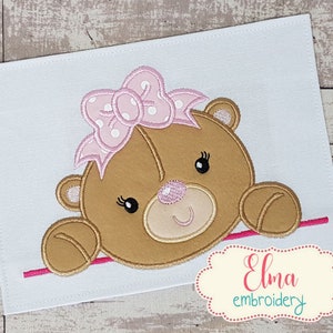 Teddy Bear Girl Machine Embroidery Design - Applique Embroidery - Animal Embroidery - 4x4 5x4 5x7 5x8 6x10 7x12