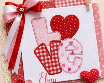 Love Heart Word Applique Embroidery Design Valentines (Digital Download)