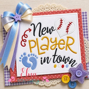 Basebollbaby Ny spelare i stan Applikationsbroderidesign (digital nedladdning)