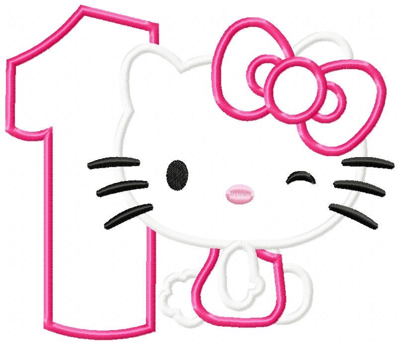 Kitty Birthday Set Numbers 1-9 Applique 4x4 5x7 6x10 7x12 | Etsy