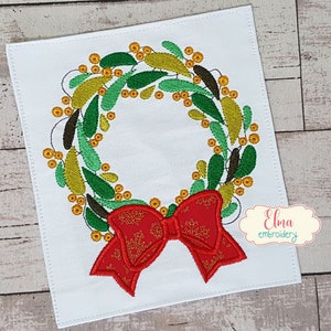 Christmas Wreath - Applique embroidery design - 4x4 5x5 6x6 7x7 - Christmas Embroidery - Machine Embroidery Designs