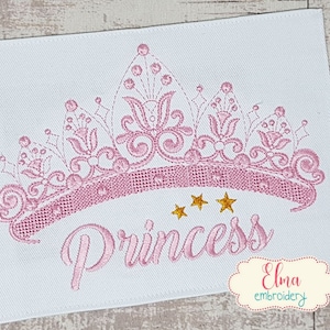 Princess Tiara - Fill Stitch Embroidery Design - 4x4 5x7 6x10 - Machine Embroidery Design - Princess Embroidery - Crown Embrooidery