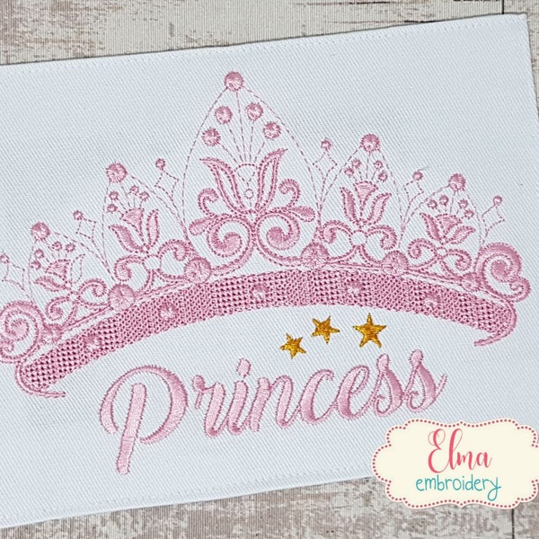 Princess Tiara - Fill Stitch Embroidery Design - 4x4 5x7 6x10 - Machine Embroidery Design - Princess Embroidery - Crown Embrooidery