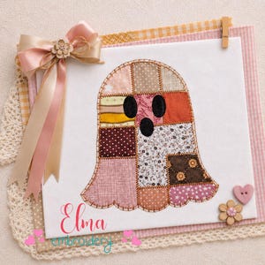 Patchwork Ghost Applique Embroidery Design: Halloween Quilt Pattern (Instant Download)