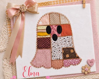 Patchwork Ghost Applique Embroidery Design: Halloween Quilt Pattern (Instant Download)