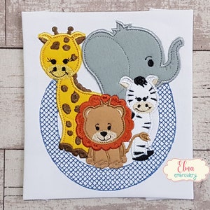 Animals Safari - Applique Stitch - Machine Embroidery Design - Animal Embroidery - 4x4 5x3 5x4 5x5 7x7 - Safari Embroidery