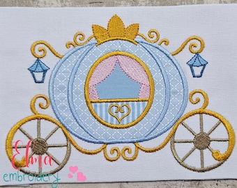Princess Carriage Applique: Machine Embroidery Design (Digital Download)
