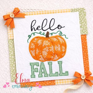 Hallo herfstpompoenborduurontwerp – gezellig herfstdecor (digitale download)