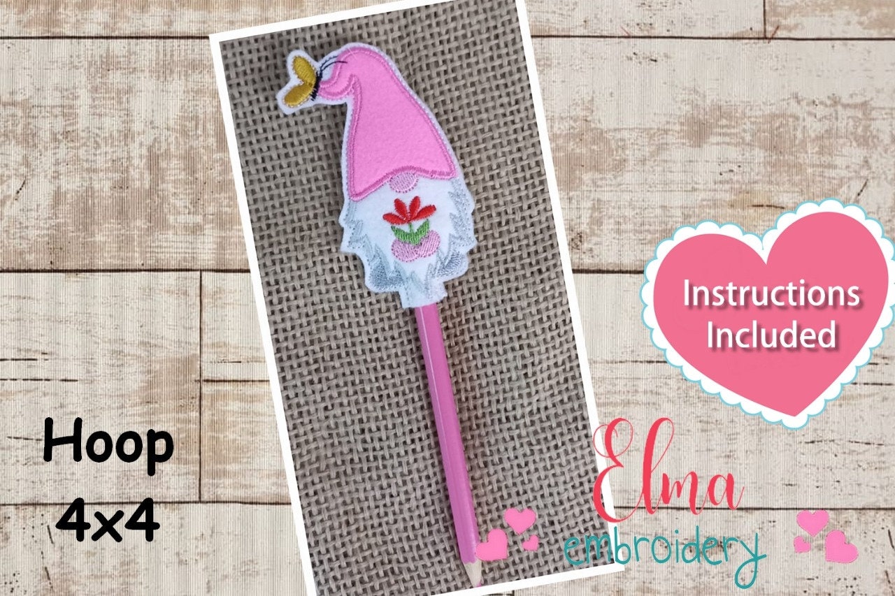 Cute Gnomes Pencil Topper ITH Project Applique Hoop 4x4 Etsy