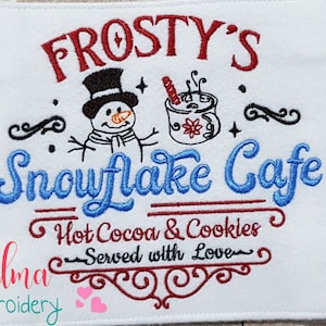 Frosty&#39;s Snowflake Cafe - Christmas Fill Stitch Embroidery Design (5x5 6x6 7x7) (Digital Download)