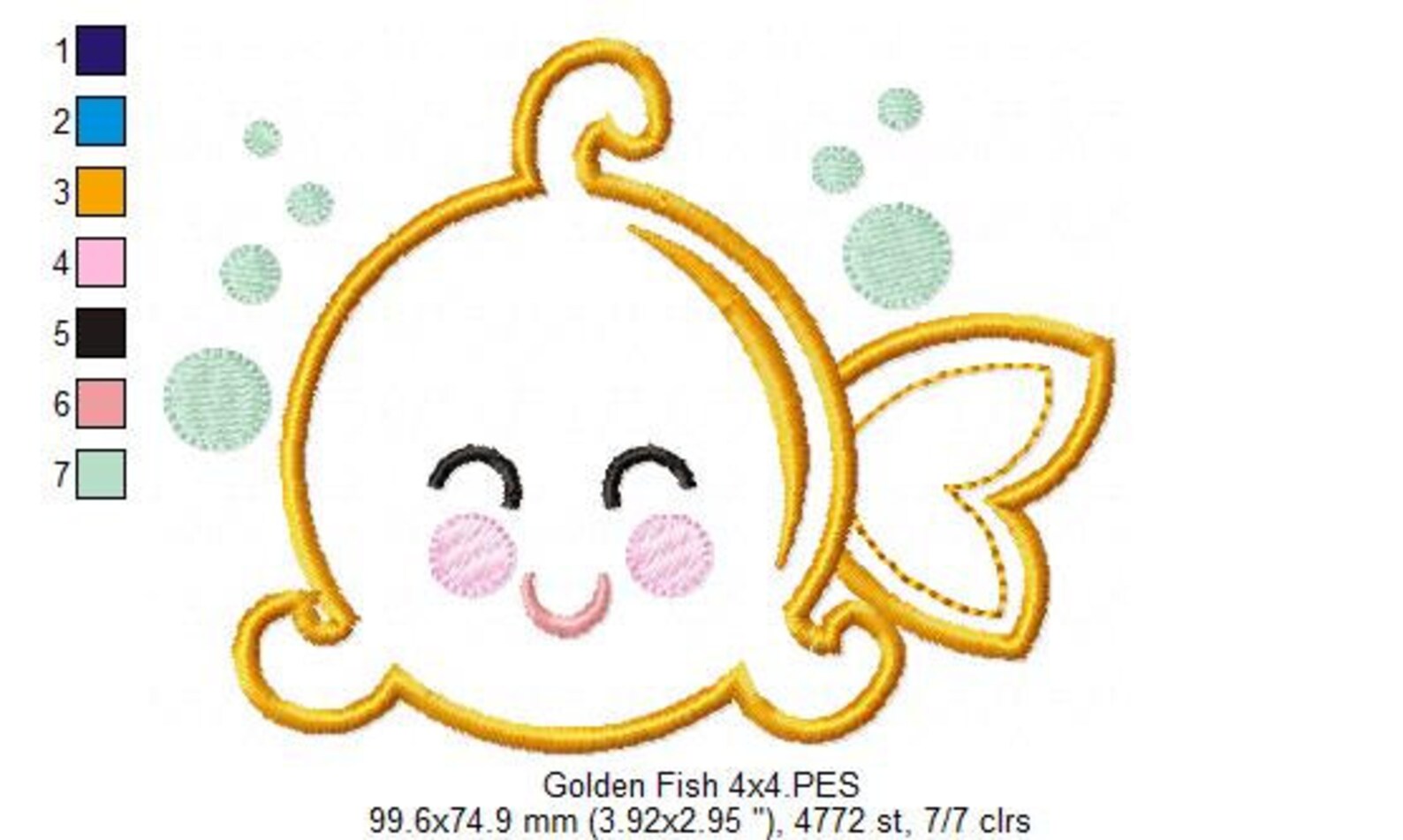 Goldfish Boy Machine Embroidery Design Applique Embroidery | Etsy