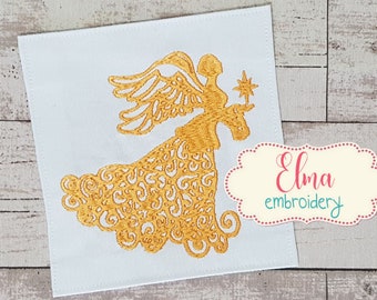 Christmas Angel - Fill Stitch embroidery - 4x4 5x5 - Christmas Embroidery - Machine Embroidery Design - Angel Embroidery