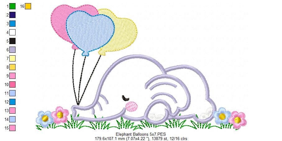 Elephant balloons machine jessecmault design applique  etsy