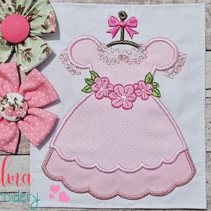 Baby Girl Dress Applique Embroidery Design (4x4 5x4 5x7 5x8 6x10 7x12) (Machine Embroidery)