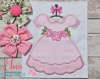 Baby Girl Dress Applique Embroidery Design (4x4 5x4 5x7 5x8 6x10 7x12) (Machine Embroidery)