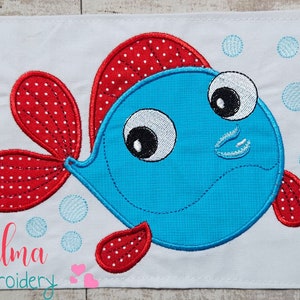 Cute Blue & Red Fish - Machine Embroidery Design - Applique - Animal Embroidery Design - 4x4 5x4 5x7 5x8 6x10 7x12 -Fish Embroidery Applique
