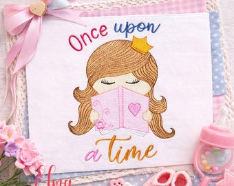 Once Upon a Time Princess Embroidery Design Fairytale Nursery Decor (Digital Download)