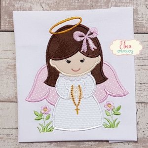 Little Angel Girl - Applique Embroidery - Machine Embroidery Design - 4x4 5x5 6x6 7x7 - Religious Embroidery - Baptism Embroidery