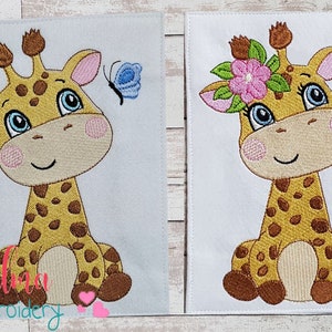 Giraffe with Butterfly - Fill Stitch Machine Embroidery Design