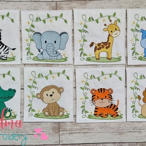 Safari Animals Machine Embroidery Design: Fill Stitch (3x3 4x4 5x5 6x6 7x7)