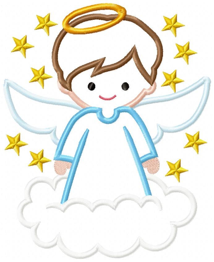 Angel Boy Applique - Machine Embroidery Design (digital