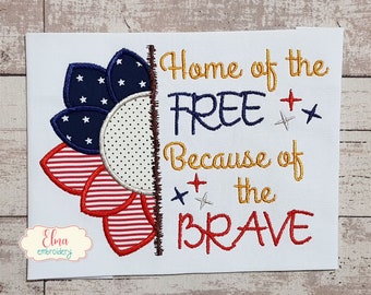4th of July Sunflower Embroidery Design (Digital Download)