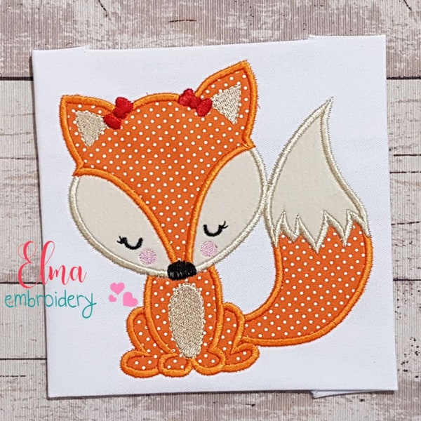 Cute Fox Girl - Machine Embroidery Design - Applique - Animal Embroidery - 4x4 5x5 6x6 7x7 - Cute Little Fox Design