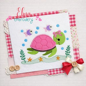 Sea Turtle Girl Applique - Machine Embroidery Design (Digital Download)