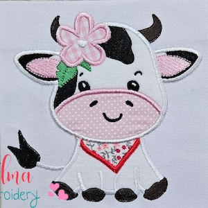 Little Farm Cow Girl -  Machine Embroidery Design - Applique - Animal Embroidery - 4x4 5x5 6x6 7x7 - Cow Girl Embroidery - Cow Designs