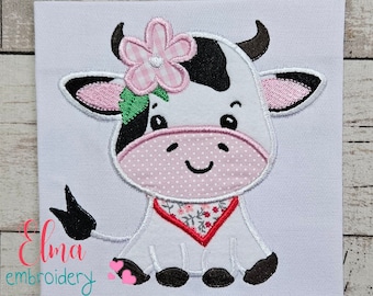 Cowgirl Applique - Little Farm Animal Embroidery Design (4x4 5x5 6x6 7x7)
