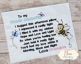 Granddaughter Poem - Fill Stitch Embroidery Design (5x7 6x10 7x12 10x14)