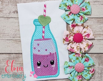 Tropical Drink Applique: Happy Bottle Machine Embroidery Design (Digital Download)