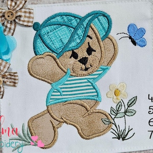 Baby Bear Applique - Boy Embroidery Design (4x4 5x5 6x6 7x7) (Digital Download)