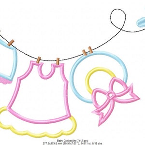 Baby Girl Clothesline Applique Embroidery 5x4 5x7 5x8 6x10 7x12 Machine Embroidery Design Baby Girl Applique Embroidery Pattern image 7