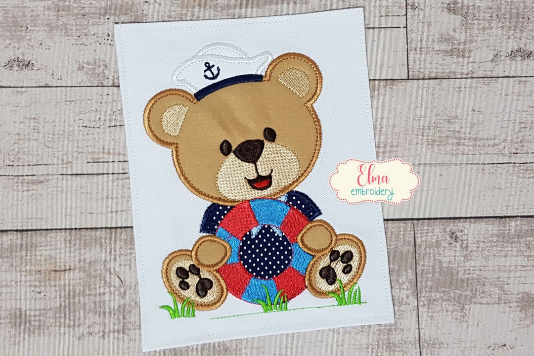 Sailor Teddy Bear Machine Embroidery Design Applique Embroidery Animal ...