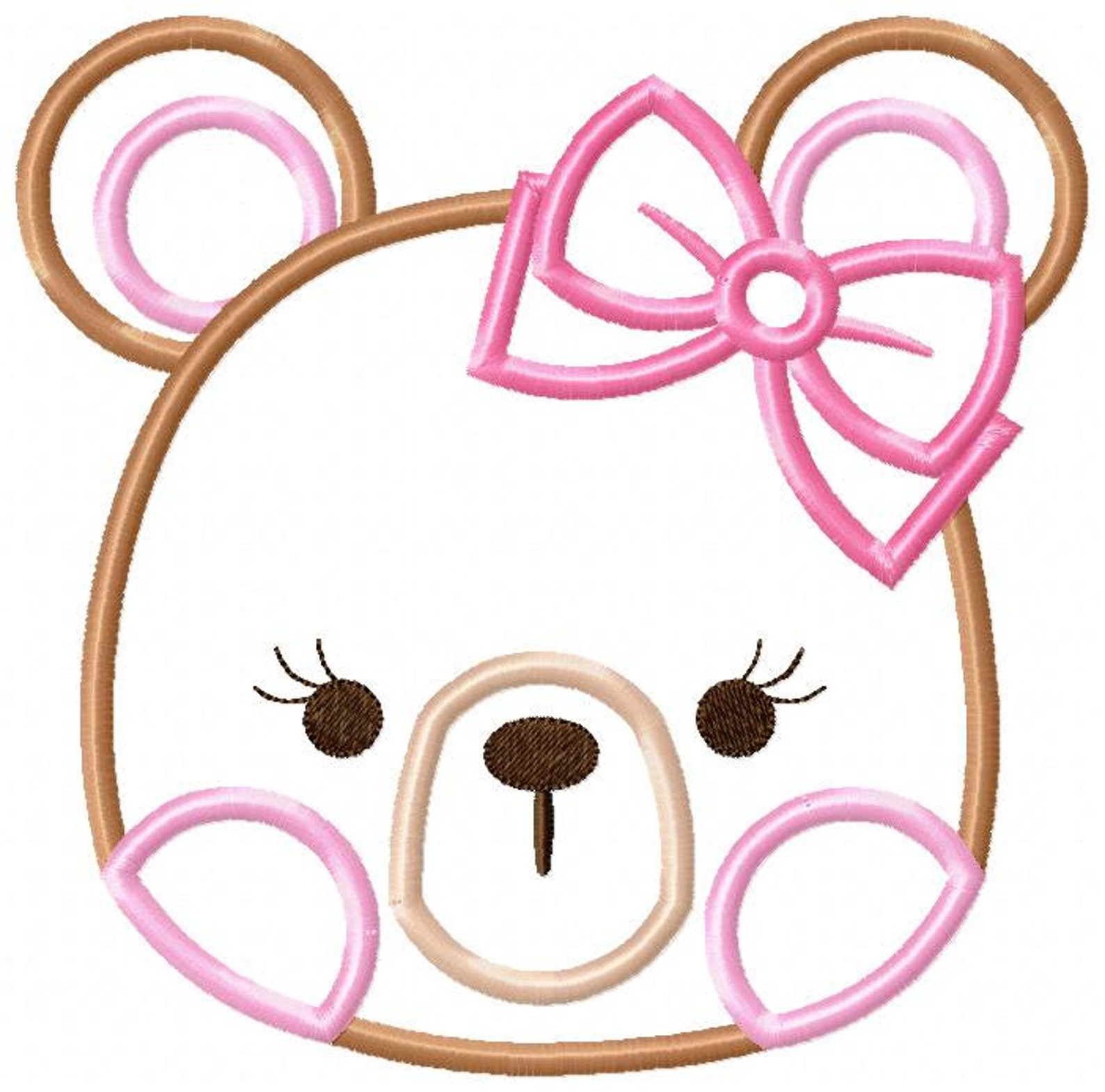 Teddy bear face girl machine embroidery design applique  etsy uk